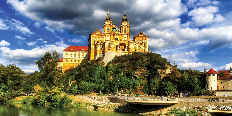 Admiring the Melk Abbey